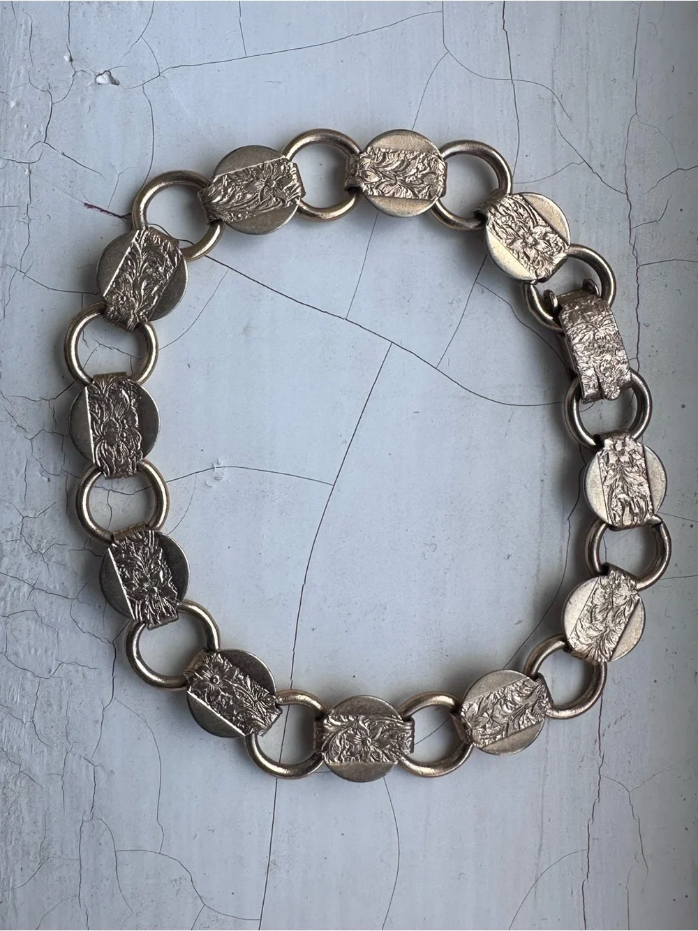 Sarah Coventry Silver-Tone Textured Disc Link Bracelet